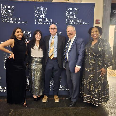 WSSW MSW Student Alison Rodriguez, Dr. Carolina Herrera, Dr. Gary Stein, Dr. Randy Magen, and Dr. Kimberly Moore